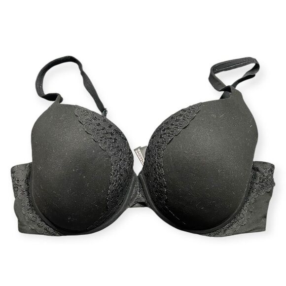 VICTORIA’S SECRET Women’s Black Lace Trim Perfect Shape Push-Up Bra Size 38D - Picture 1 of 6